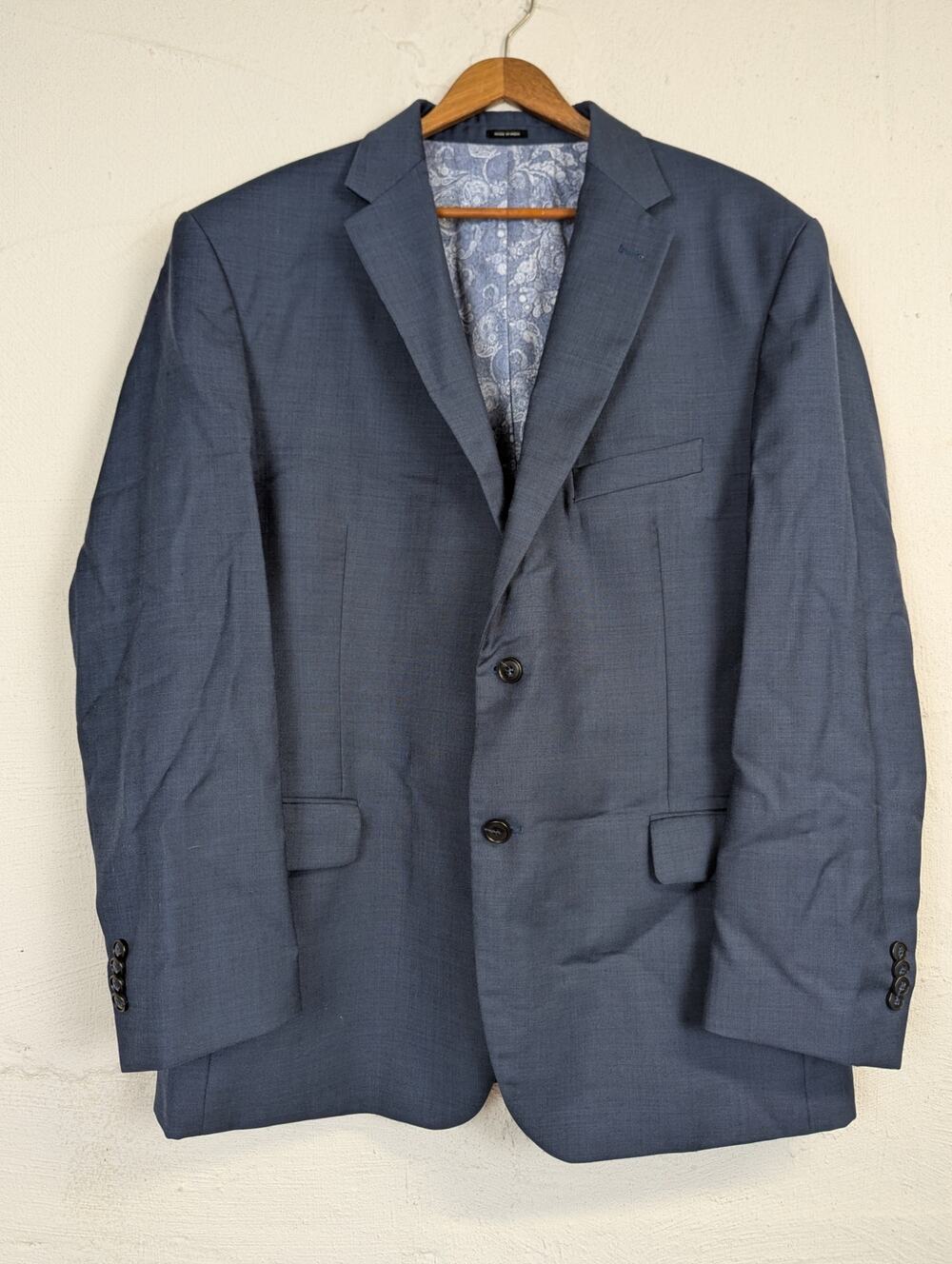 Jos A Bank 1905 Wool Suit Jacket Blazer Navy Blue Classic Office Mens 46R